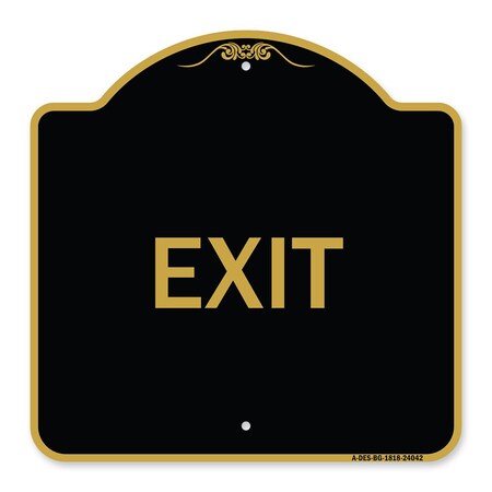 Signmission Designer Series Sign-Exit 1, Black & Gold Aluminum Architectural Sign, 18" H, 18" L, BG-1818-24042 A-DES-BG-1818-24042